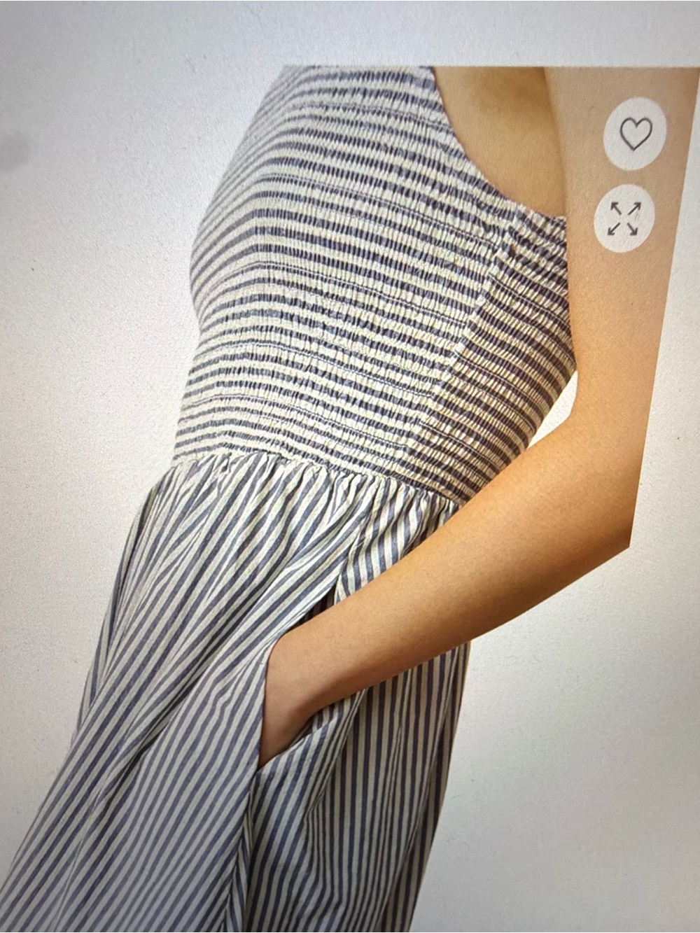 Marine Layer Darcy Poplin Blue/White Striped Maxi Dress with Pockets - XS - Picture 3 of 7